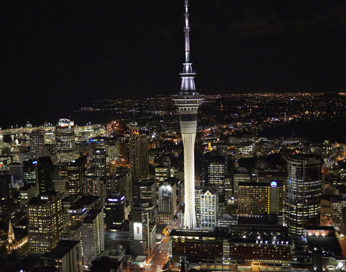 Skycity Auckland Sky Tower At Night
