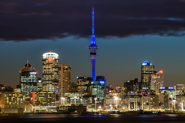 Sky Tower glows blue to acknowledge front-line workers thumbnail
